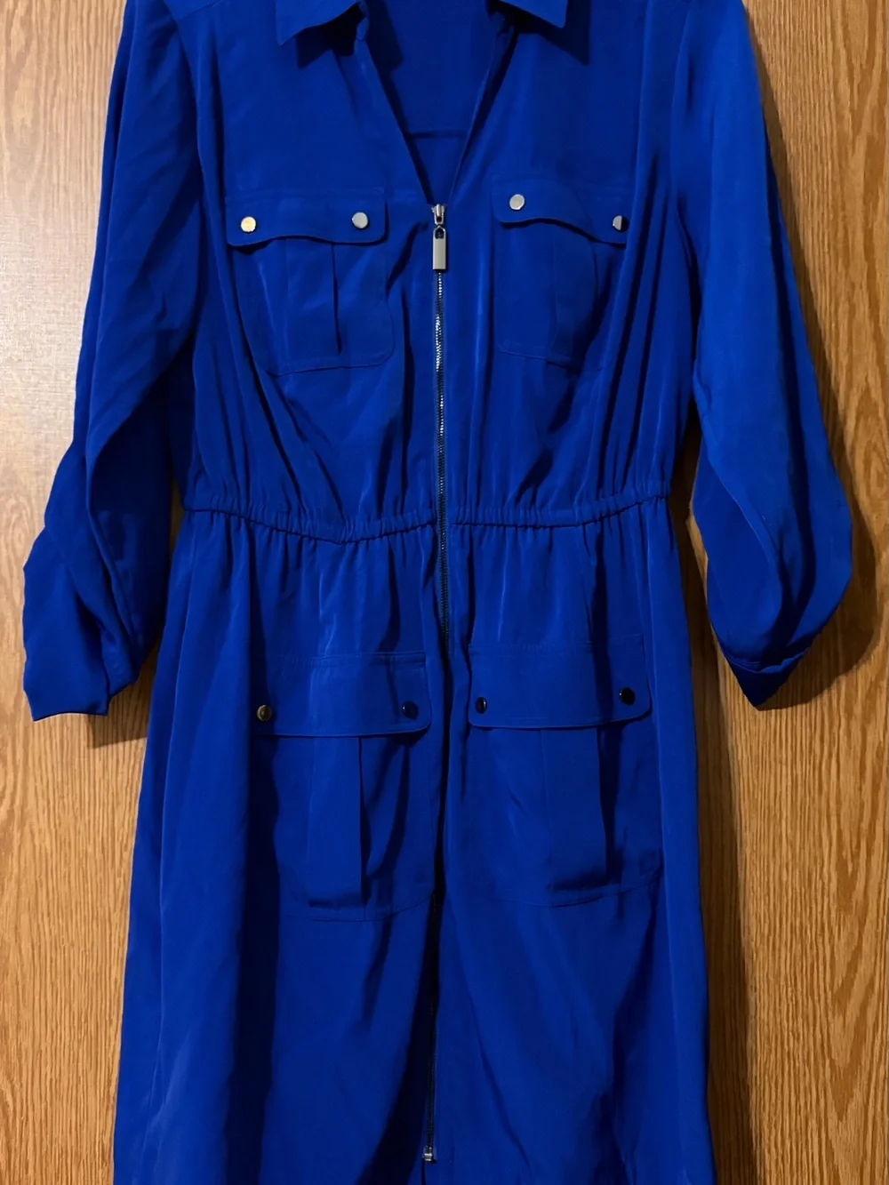 Alfani Cobalt Blue Zip-Front Shirtdress